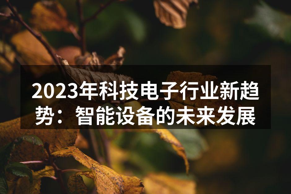 2023年科技电子行业新趋势：智能设备的未来发展